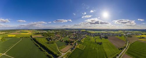 Panoramic drone picture of the town Diemelstadt in northern Hesse in Germany during daytime photo