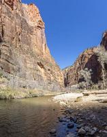 Impression from Virgin river walking path in the Zion National Park in winter photo