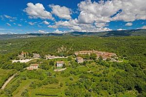 Panoramic aerial drone picture of Hum in Croatia, the smallest city in the world, during daytime photo