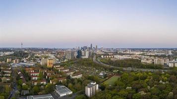 Aerial panoramic picture of the Frankfurt skyline at daytime photo