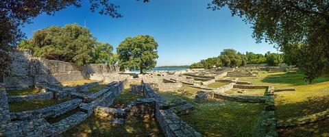 Panoramic picture over the historic area of Byzantine Castrum on the Croatian island Brijuni in summer photo