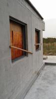 Precast concrete solid walls ready installed on a construction site photo