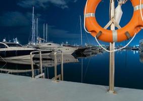 many ships at night on the pier in the Aegean Sea Athens Greece photo