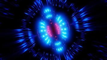 tunnel bleu sci fi avec fond de boucle vj lumières rouges. images 4k de haute qualité