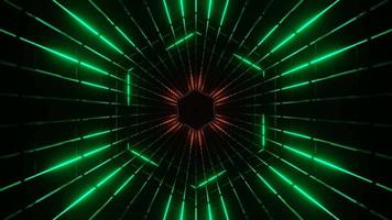 green shining sci fi tunnel 3d motion pattern background video