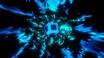 rotating blue geometric cube 3d motion template background video