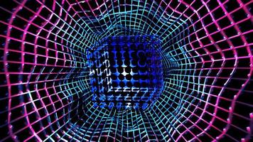 rotating blue cube in space grid vj loop background template. High quality 4k footage video