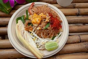 Street Food In Thailand, Pad Thai or Thai stir-fried noodles photo