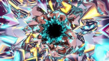 túnel de diamante de cristal com cantos afiados vj loop câmera lenta video