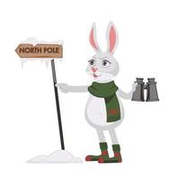 Bunny character looking for North Pole vector