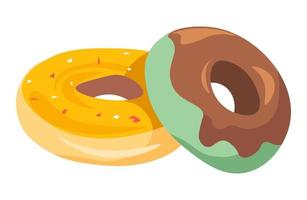 Donut with chocolate topping, dessert product vector