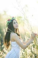 Pretty girl in a spring  flower garden 4 photo