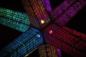 abstract decoration with colored lights in the dark photo