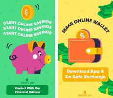 Start online savings, make wallet and download app vector