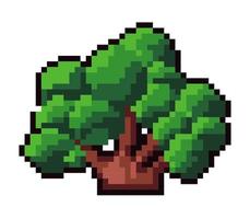 arbusto pixelado, naturaleza y bosque en un juego de 8 bits vector