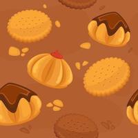 Cookies and biscuits with chocolate and cream vector