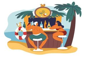 People resting at seaside, man and woman vector