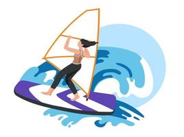 Windsurfing, summer activity and sports vector