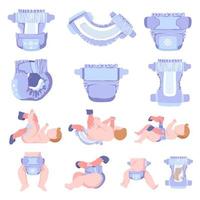 Diapers for babies, instructions how to use vector