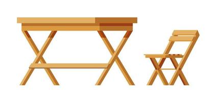 Furniture for outdoors porch, table and chair vector