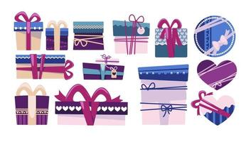 Presents in wrapping paper and ribbon bows vector