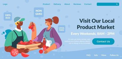 visite nuestro mercado local de productos, páginas web vector