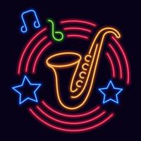 Neon sign or logotype of Jazz club or bar vector