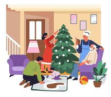 vacaciones de navidad pasadas con la familia en casa vector