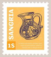 Sangria, postal mark or postcard with Spanish food vector