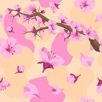 Cherry tree blossom, sakura branches patterns vector