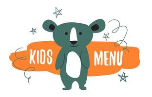 menú infantil, comida para niños en cafetería o restaurante vector