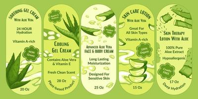 Label for natural aloe vera gel packaging design vector