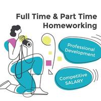 Full and part time homeworking professional growth vector