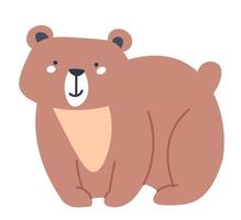 Bear animal, portrait of furry mammal cute character vector