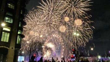 A view of the London Fireworks on New Years Eve photo