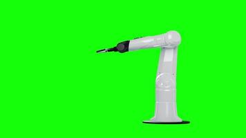 robot arm animation with green screen background, 4k resolution,The robotic arm is spinning around to collect items Animation. video