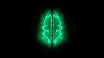Green digital brain scan futuristic. animation light glow. 4k resolution video