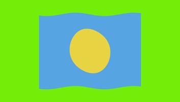 palau flag waving on green screen background video