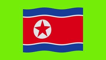 north korea flag waving on green screen background video