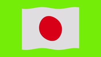 japan flag waving on green screen background video