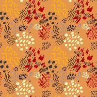 Abstract pattern from prints, stamps, spots. Seamless vector image, imitation of prehistoric drawings.