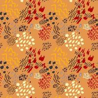 Abstract pattern from prints, stamps, spots. Seamless vector image, imitation of prehistoric drawings.