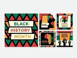 Black History Month Flat Style Social Media Posts vector
