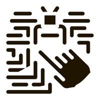 Hand Touch Chip Icon Vector Glyph Illustration