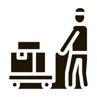 Courier with Trolley on Wheels Icon Vector Glyph Illustration
