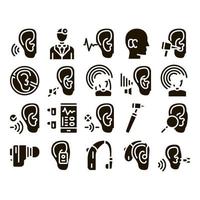 Hearing Human Sense Glyph Set Vector