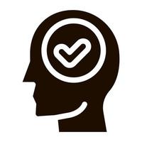 Approved Mark In Man Silhouette Mind glyph icon vector