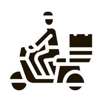 Courier Delivery on Motorcycle Icon Vector Glyph Illustration