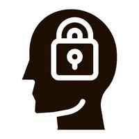Locked Padlock In Man Silhouette Mind glyph icon vector