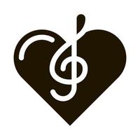 Treble Clef And Heart Song Element glyph icon vector